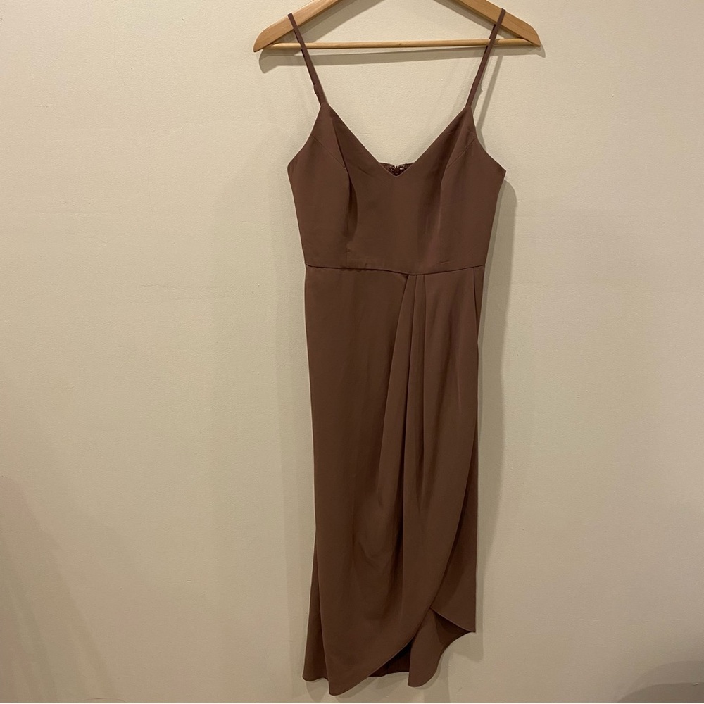 Lulus mauve midi wrap dress size small dusty rose sleeveless formal dress